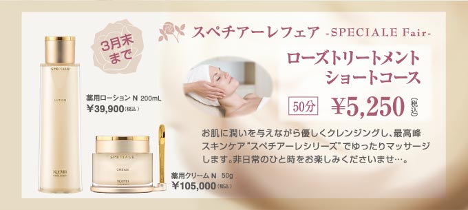ノエビア 表参道 スペチアーレ ローズトリートメントショートコース50分\5,250